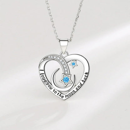 🌙I Love You to The Moon and Back Heart Necklace💖✨