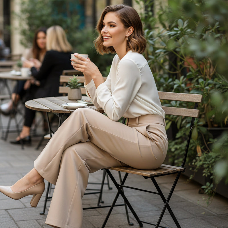🌟👖 Stylish women's trousers with a high waist - wrinkle-free and durable for the office and everyday life 🌿✨