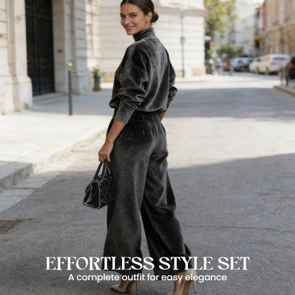 📢📢50% OFF NOW! ⏳Women’s Casual Warm Top & Wide Leg Pants 2-Piece Set