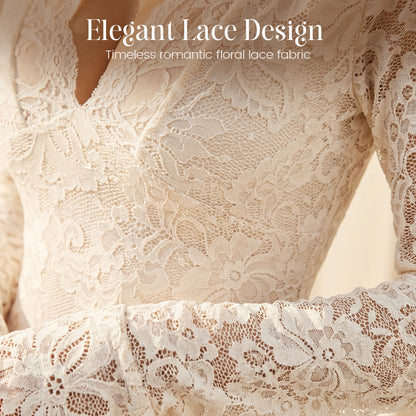Elegant Lace V-Neck Dress with Ruffle Trim
