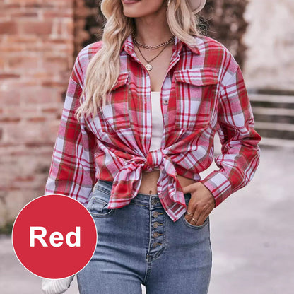 ✨Women's Plaid Lapel Long-Sleeve Button Down Shirts