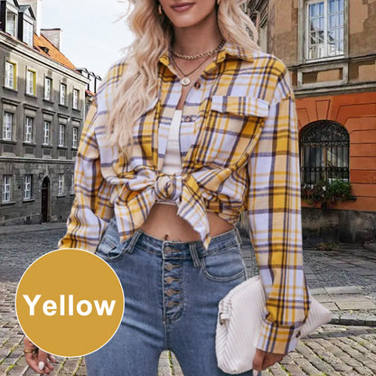 ✨Women's Plaid Lapel Long-Sleeve Button Down Shirts