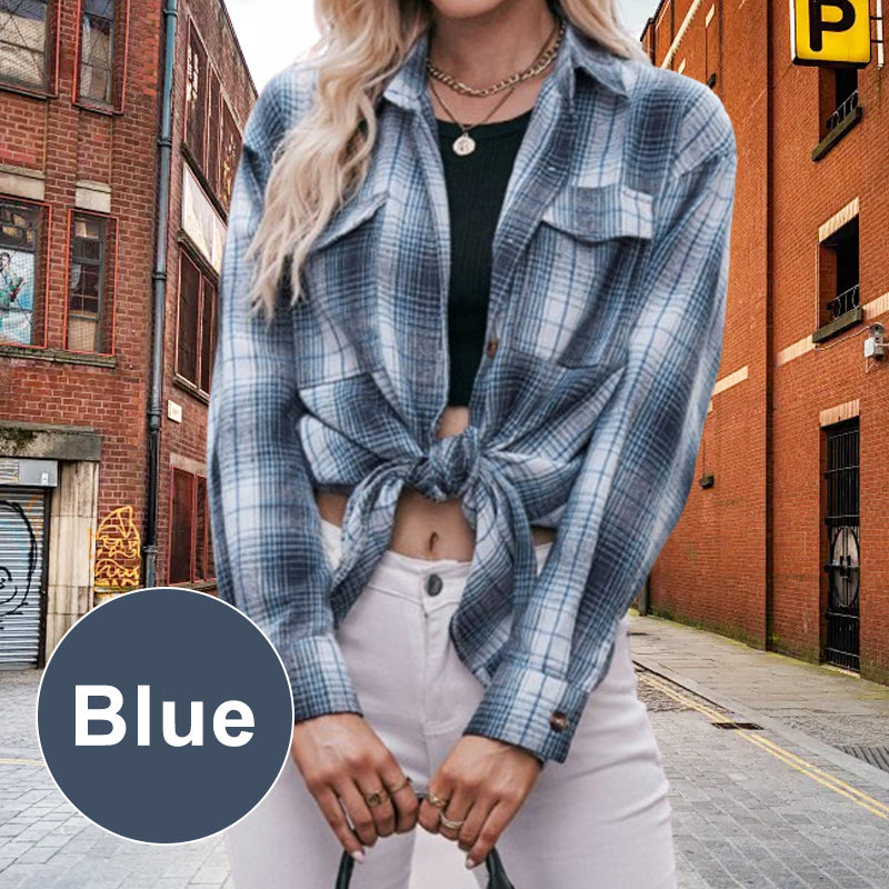 ✨Women's Plaid Lapel Long-Sleeve Button Down Shirts