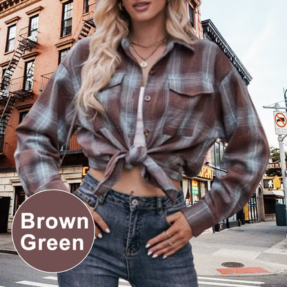 ✨Women's Plaid Lapel Long-Sleeve Button Down Shirts