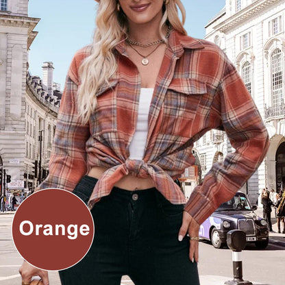 ✨Women's Plaid Lapel Long-Sleeve Button Down Shirts
