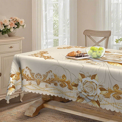 ✨🔥Waterproof Gold Rose Tablecloth🌸