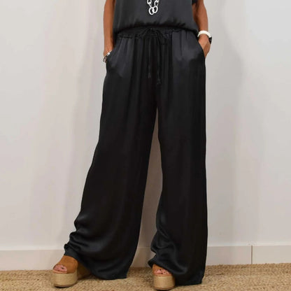 🎉Limited Sale🎉Women's Satin Short Sleeve Top & Pants 2-Piece Set
