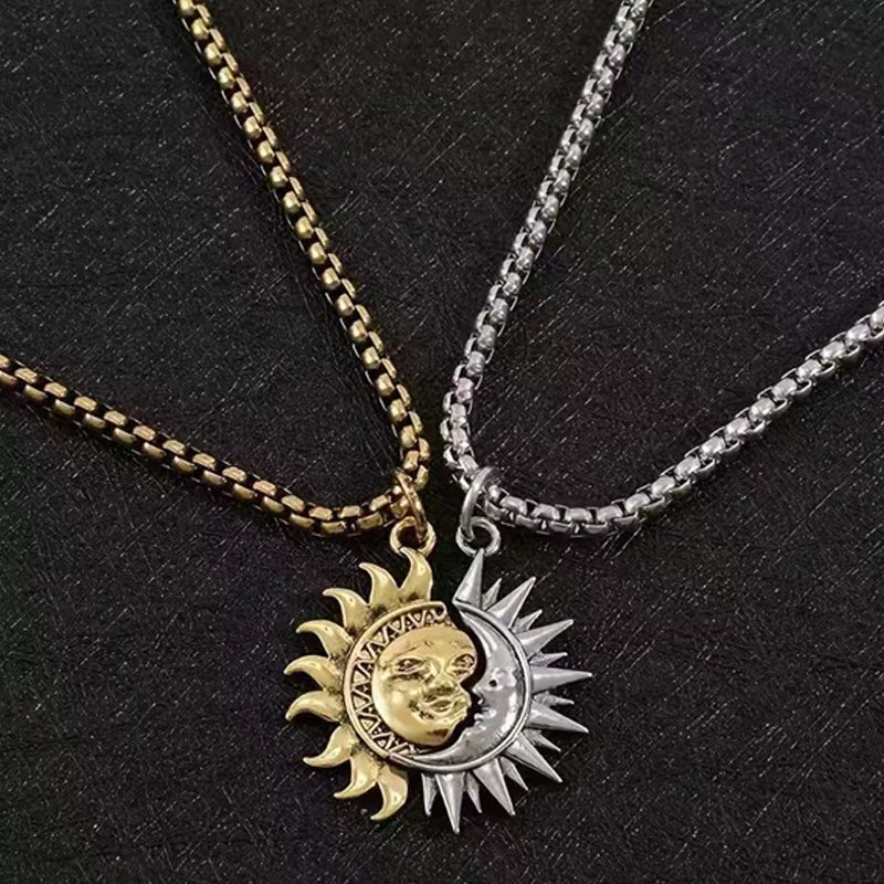 🎁Valentine's Day Gift🔥Sun & Moon Spliced Pendant Necklace Set