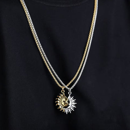 🎁Valentine's Day Gift🔥Sun & Moon Spliced Pendant Necklace Set