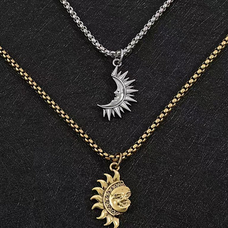 🎁Valentine's Day Gift🔥Sun & Moon Spliced Pendant Necklace Set
