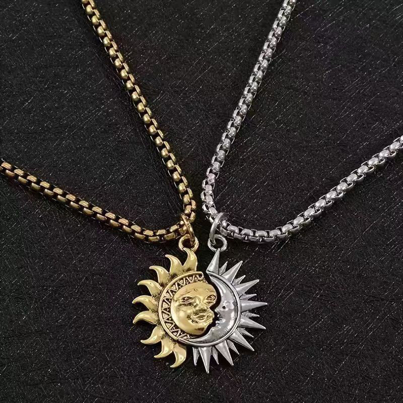 🎁Valentine's Day Gift🔥Sun & Moon Spliced Pendant Necklace Set