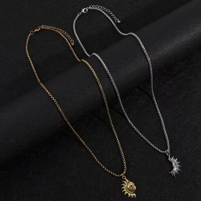 🎁Valentine's Day Gift🔥Sun & Moon Spliced Pendant Necklace Set