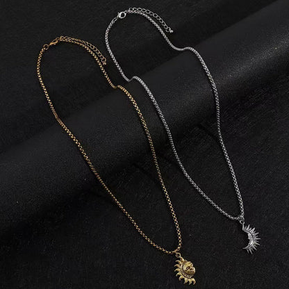 🎁Valentine's Day Gift🔥Sun & Moon Spliced Pendant Necklace Set