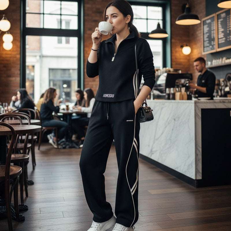 Women's Half-Zip Casual Tracksuit Set