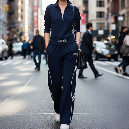 Women's Half-Zip Casual Tracksuit Set