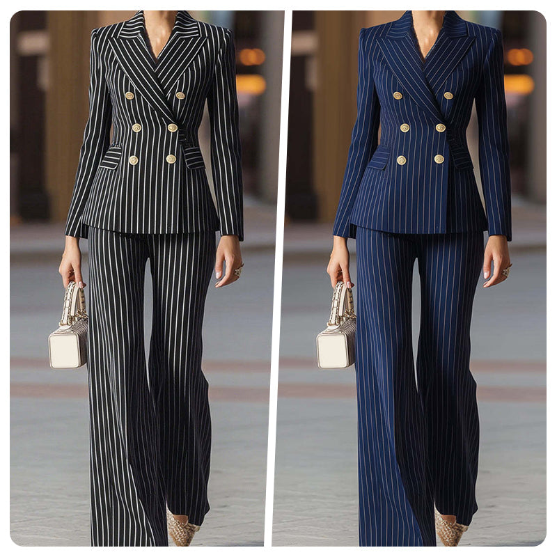 📢📢49% OFF !!!⏰Women's Pinstripe Double-Breasted Suit Set