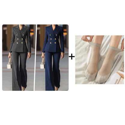 📢📢49% OFF !!!⏰Women's Pinstripe Double-Breasted Suit Set