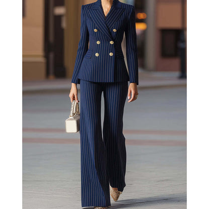 📢📢49% OFF !!!⏰Women's Pinstripe Double-Breasted Suit Set