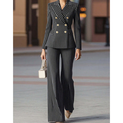 📢📢49% OFF !!!⏰Women's Pinstripe Double-Breasted Suit Set