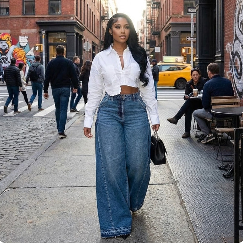 Women’s High-Waist Oversized Wide-Leg Jeans