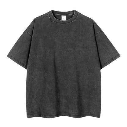 Loose Vintage Solid Color Short Sleeve Top