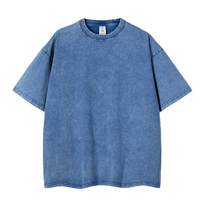 Loose Vintage Solid Color Short Sleeve Top