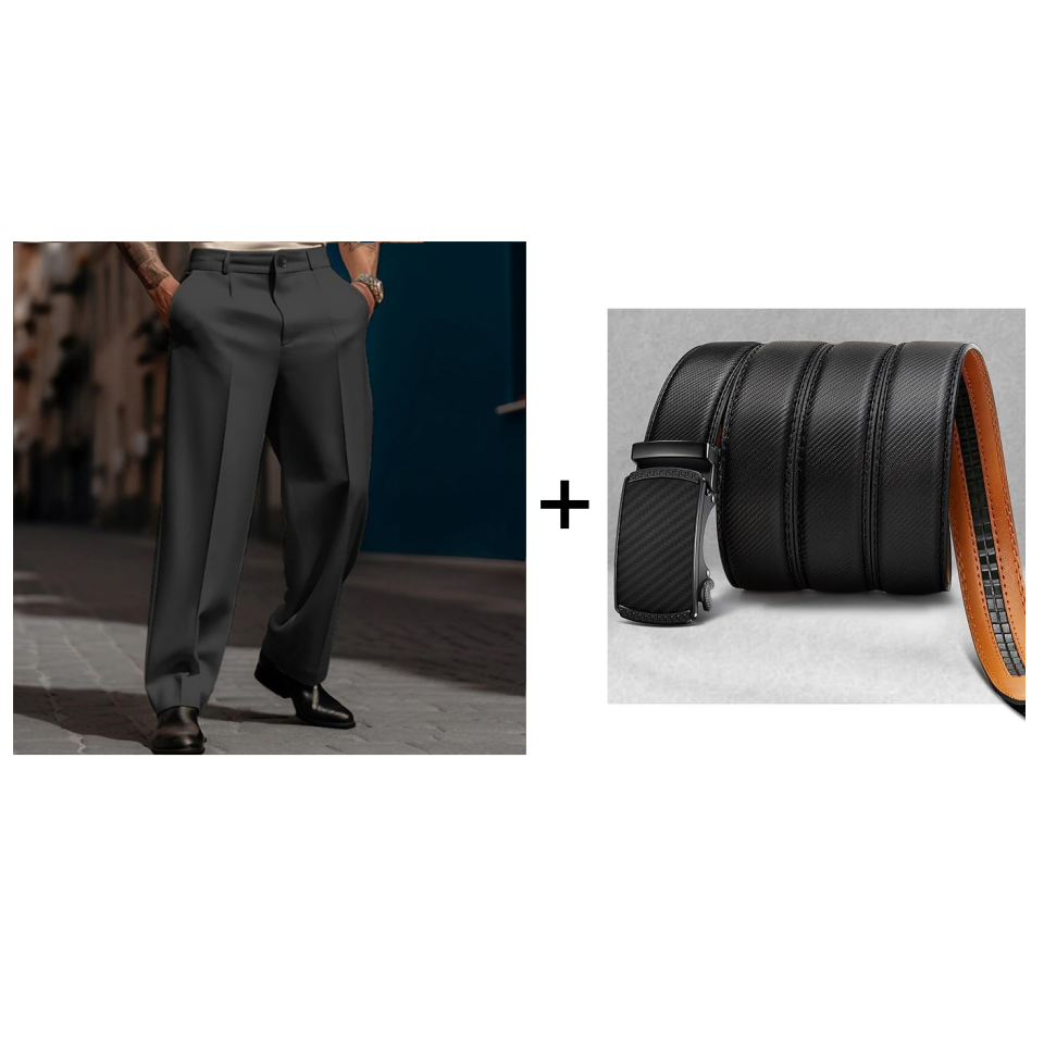 Men’s Casual Pleated Wide-Leg Pants
