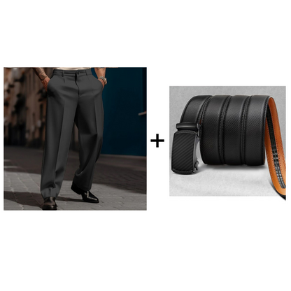 Men’s Casual Pleated Wide-Leg Pants
