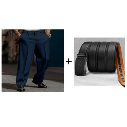 Men’s Casual Pleated Wide-Leg Pants