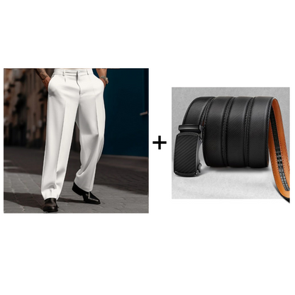 Men’s Casual Pleated Wide-Leg Pants