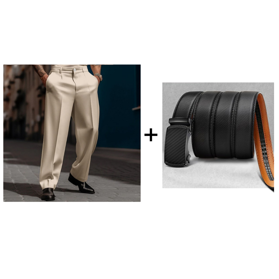 Men’s Casual Pleated Wide-Leg Pants