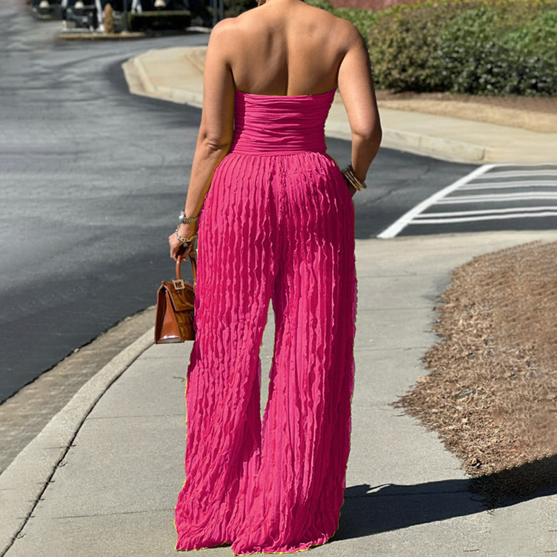 ⏳LAST DAY SALE 49% OFF💕Strapless Crinkle Wide-Leg Jumpsuit
