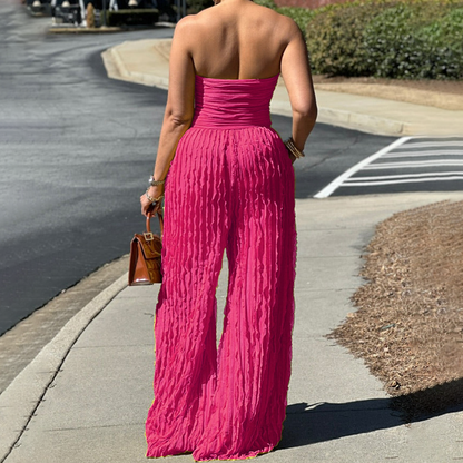 ⏳LAST DAY SALE 49% OFF💕Strapless Crinkle Wide-Leg Jumpsuit