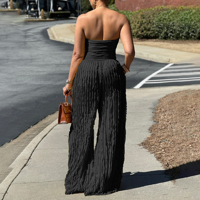 ⏳LAST DAY SALE 49% OFF💕Strapless Crinkle Wide-Leg Jumpsuit