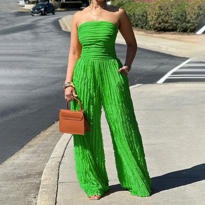 ⏳LAST DAY SALE 49% OFF💕Strapless Crinkle Wide-Leg Jumpsuit