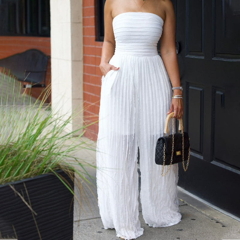 ⏳LAST DAY SALE 49% OFF💕Strapless Crinkle Wide-Leg Jumpsuit