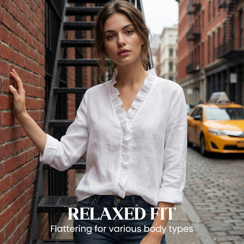 🥳2026 HOT SALE🥳💞50K+ SOLD!👵🌸 50% OFF! Ruffle V-Neck Blouse – Soft, flattering & easy to wear. Perfect for daily elegance. 🕊️✨