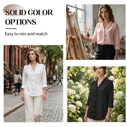 🥳2026 HOT SALE🥳💞50K+ SOLD!👵🌸 50% OFF! Ruffle V-Neck Blouse – Soft, flattering & easy to wear. Perfect for daily elegance. 🕊️✨