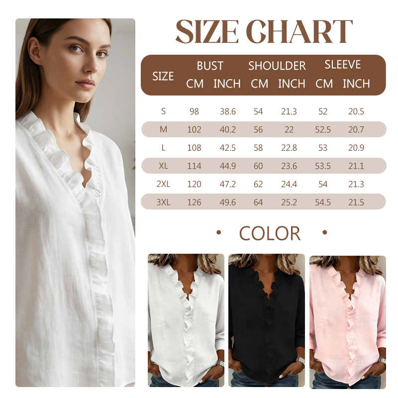 🥳2026 HOT SALE🥳💞50K+ SOLD!👵🌸 50% OFF! Ruffle V-Neck Blouse – Soft, flattering & easy to wear. Perfect for daily elegance. 🕊️✨