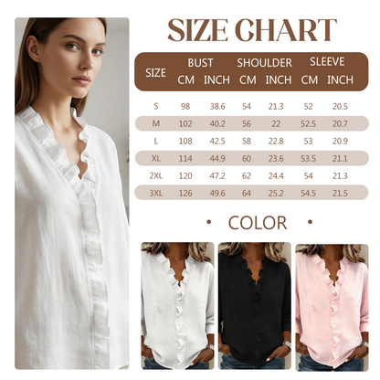 🥳2026 HOT SALE🥳💞50K+ SOLD!👵🌸 50% OFF! Ruffle V-Neck Blouse – Soft, flattering & easy to wear. Perfect for daily elegance. 🕊️✨