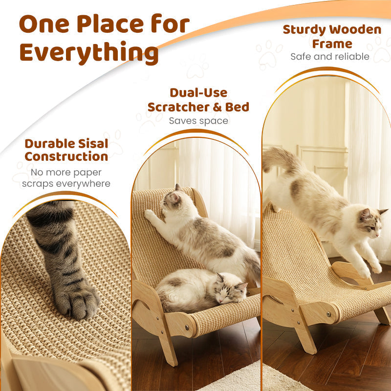 ✨ 2026 New Arrival | 2-in-1 Sisal Cat Scratcher Lounger | Space-Saving & Durable 🐱【50% OFF】