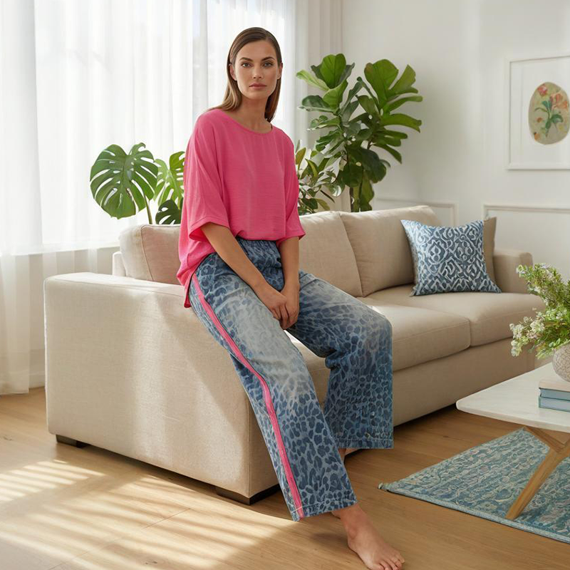 ⏳Limited-time 49% off⏰Vibrant Pink Top & Bold Leopard Print Pants Set👚👖