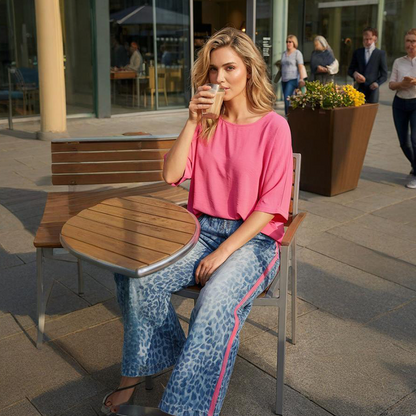 ⏳Limited-time 49% off⏰Vibrant Pink Top & Bold Leopard Print Pants Set👚👖