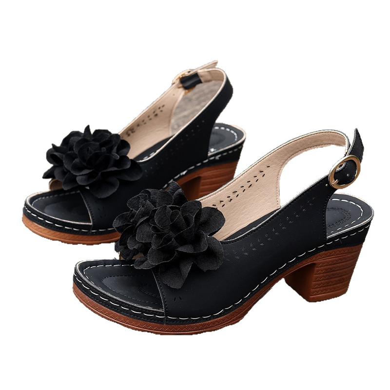 👡 49% OFF NOW! 🌸 Women's 3D Floral Peep-Toe Block Heel Sandals – Comfortable Heel, Adjustable Strap & Elegant Style 👠