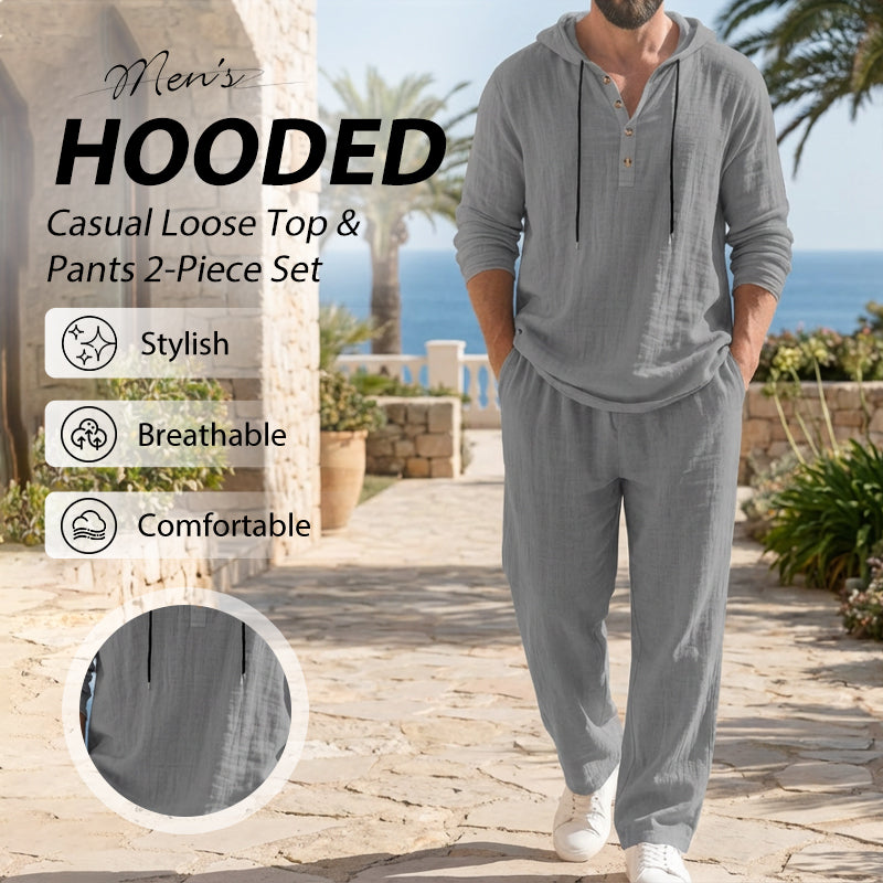 ⏰ Now only 50% off!🔥Men's Hooded Casual Loose Top & Pants 2-Piece Set