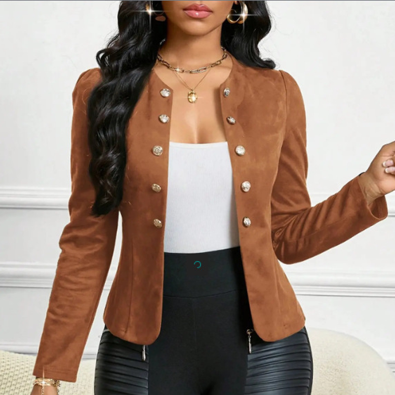 🔥🎁New 49% OFF🔥Women's Faux Suede Collarless Open Front Jacket
