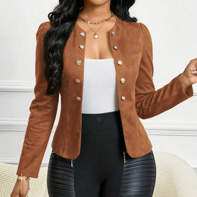 🔥🎁New 49% OFF🔥Women's Faux Suede Collarless Open Front Jacket