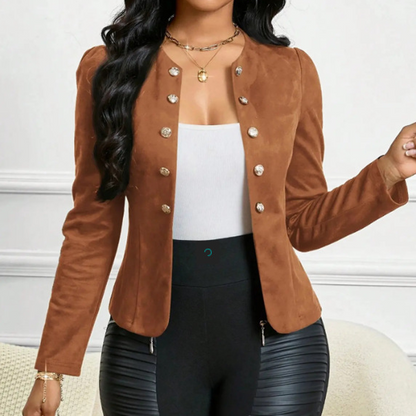 🔥🎁New 49% OFF🔥Women's Faux Suede Collarless Open Front Jacket