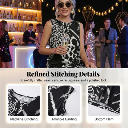 🎁New arrival 49% OFF💥Women's Leopard Print Sleeveless Midi Dress