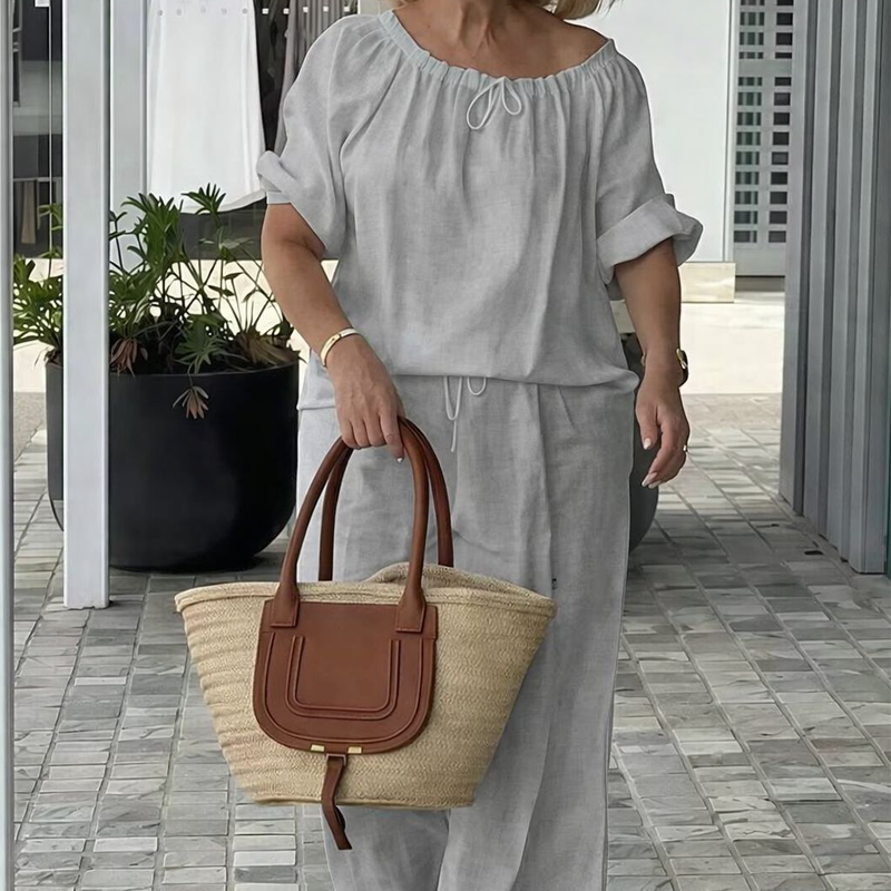 👚 49% OFF NOW! 💃 Women's Drawstring Top & Pants 2-Piece Set – Relaxed Fit, Comfortable & Perfect for Lounging or Everyday Style 🌸